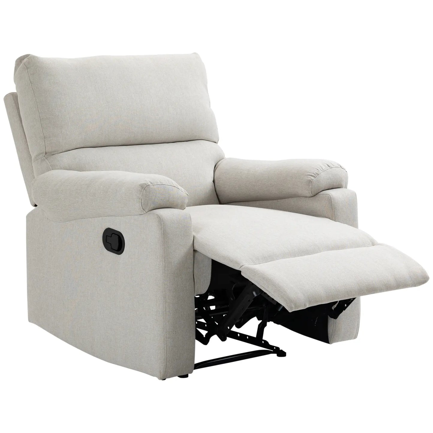 Manual Recliner Chair with Footrest, Padded Seat, Cream White Single Sofas at Gallery Canada