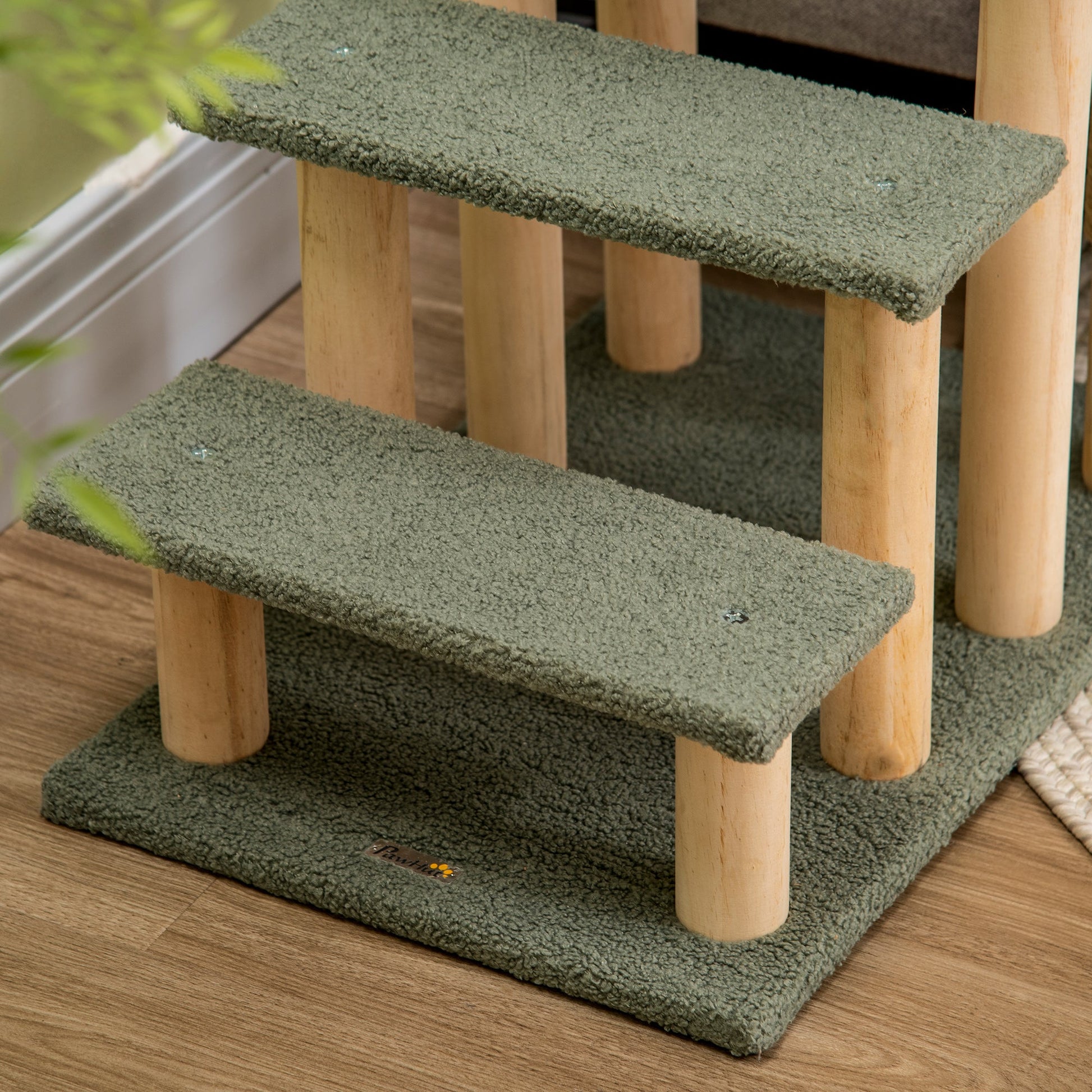 4-Level Pet Dog Cat Stairs, 25" Cat Tree Tower with Sisal Scratching Posts and Ball Toy, Green at Gallery Canada