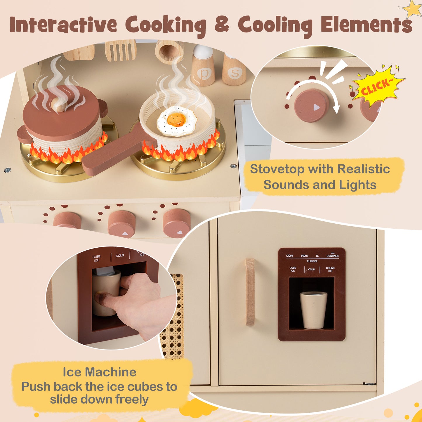 Kids Pretend Play Kitchen With Lights, Sounds, Yellow Play Kitchen Sets at Gallery Canada