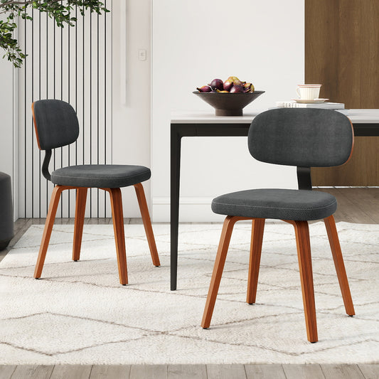 Chenille Fabric Upholstered Wooden Kitchen Chairs Set of 2, Dark Gray Dining Chairs Dark Gray at Gallery Canada