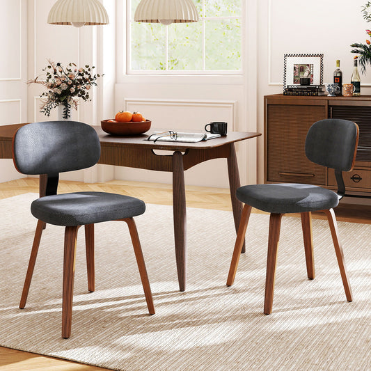 Chenille Fabric Upholstered Wooden Kitchen Chairs Set of 2, Dark Gray Dining Chairs Dark Gray at Gallery Canada