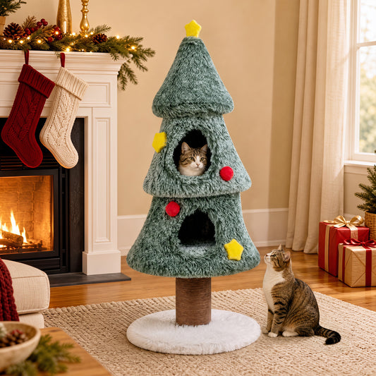Christmas Cat Tree with 2 Condos, Scratching Post, Green Cat Trees Condos & Scratchers Green at Gallery Canada