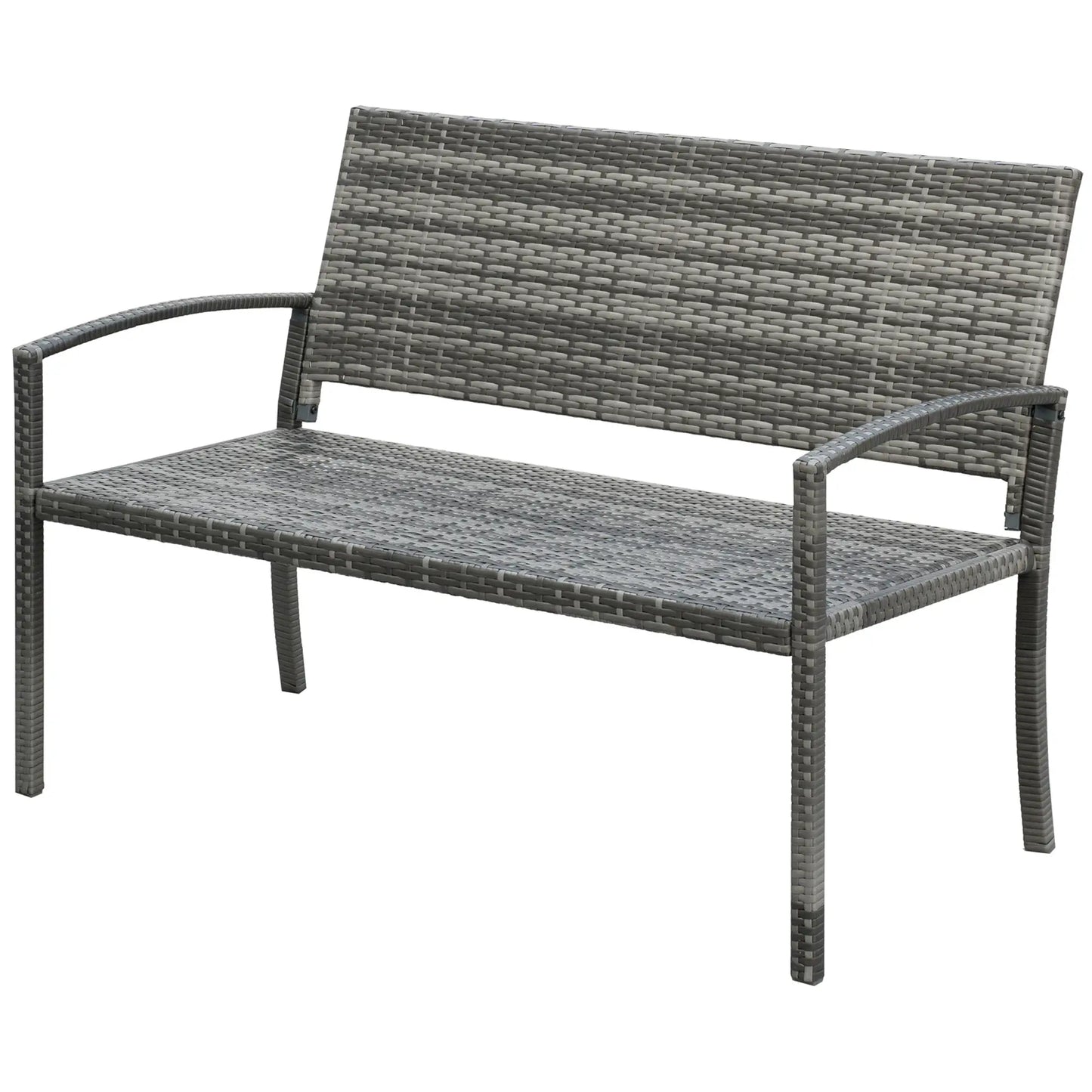 Gray Rattan Wicker Loveseat Garden Bench, Hand Woven, Gray Patio Chairs at Gallery Canada