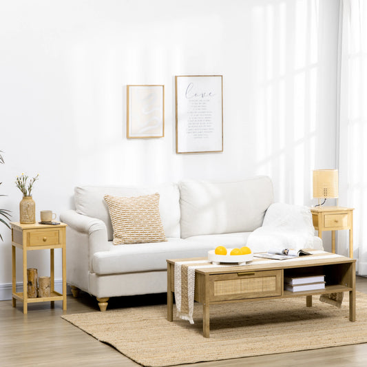 Bamboo Side Table with Drawer, Storage Shelf, Slim End Table, Natural Side Tables Natural at Gallery Canada