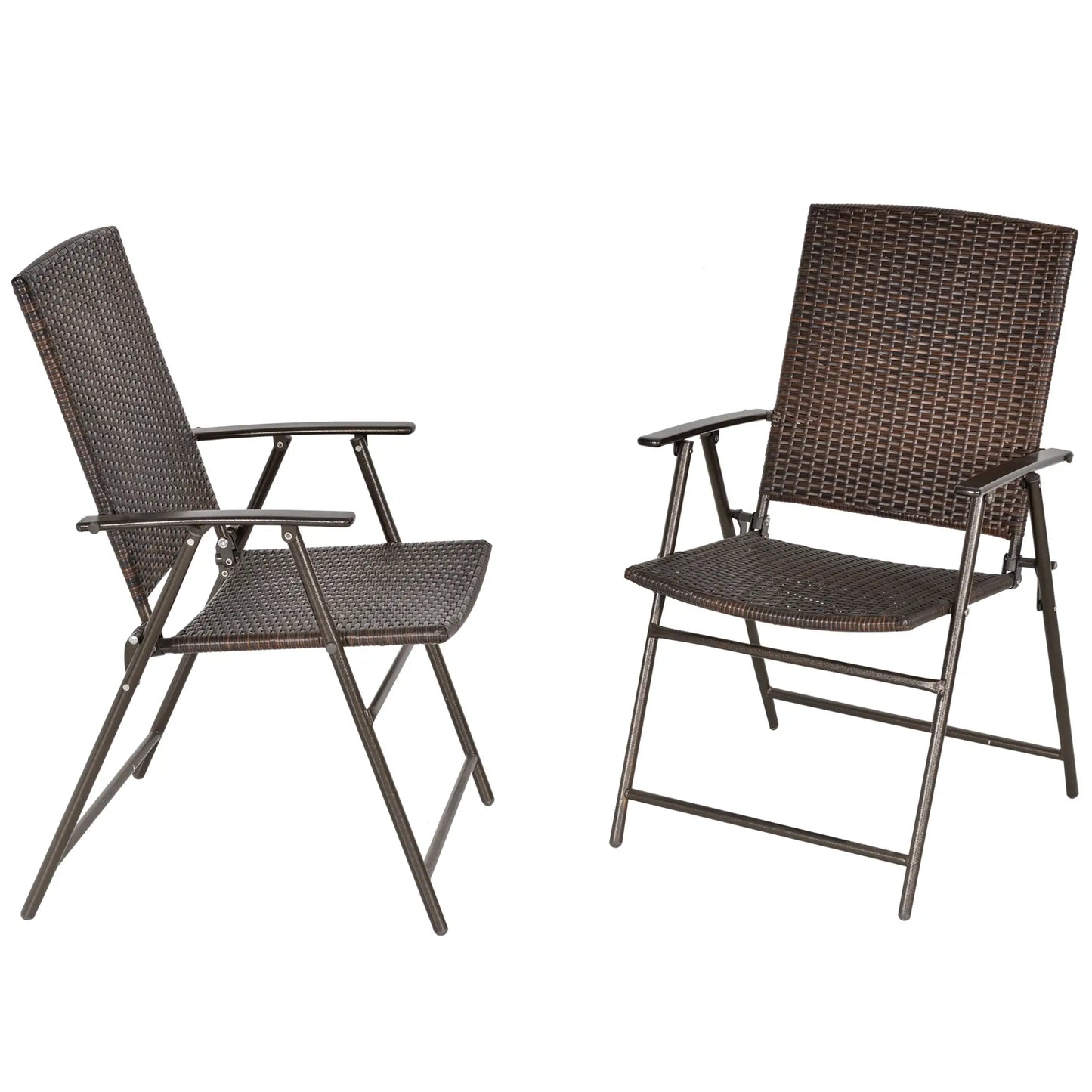 Wicker Dining Chair Set of 2, Foldable Rattan, Steel Frame, Brown Patio Chairs at Gallery Canada