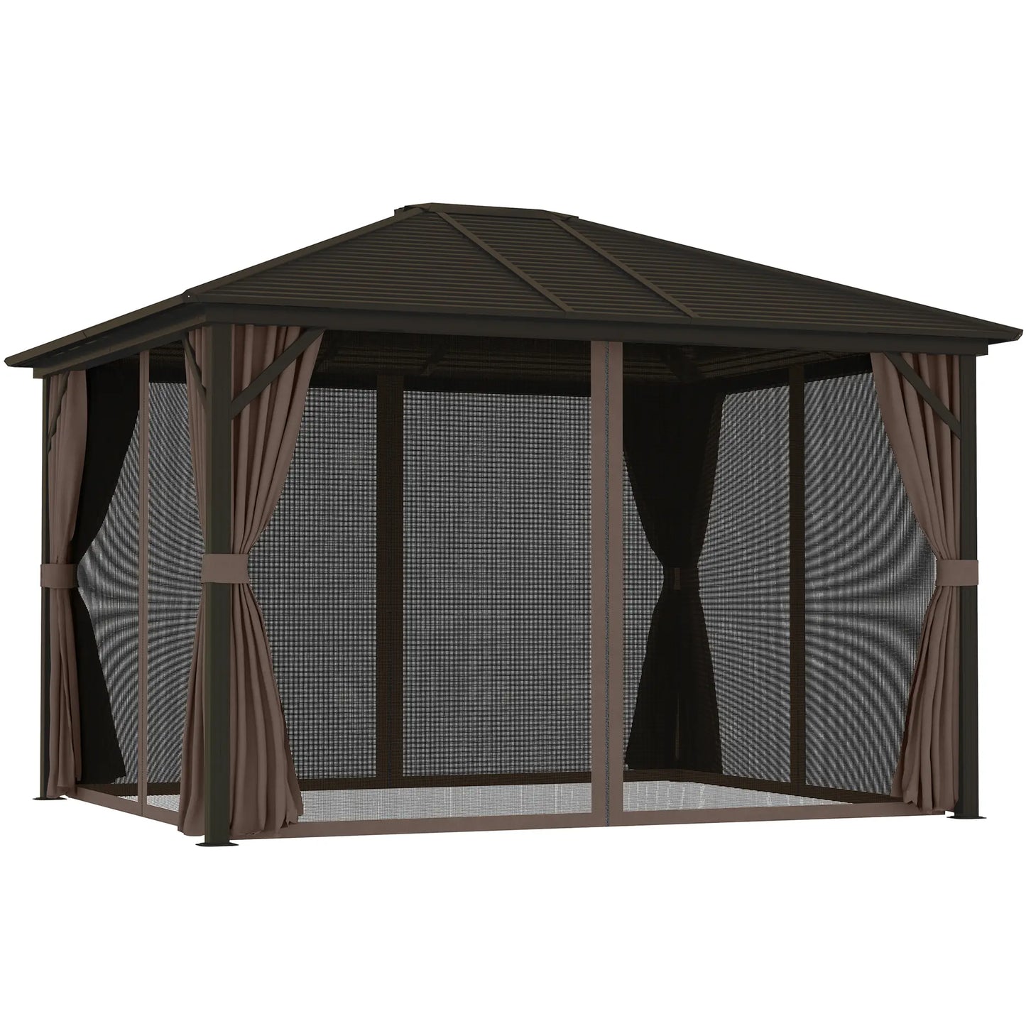 10' x 12' Hardtop Gazebo, Aluminum Frame, Coffee