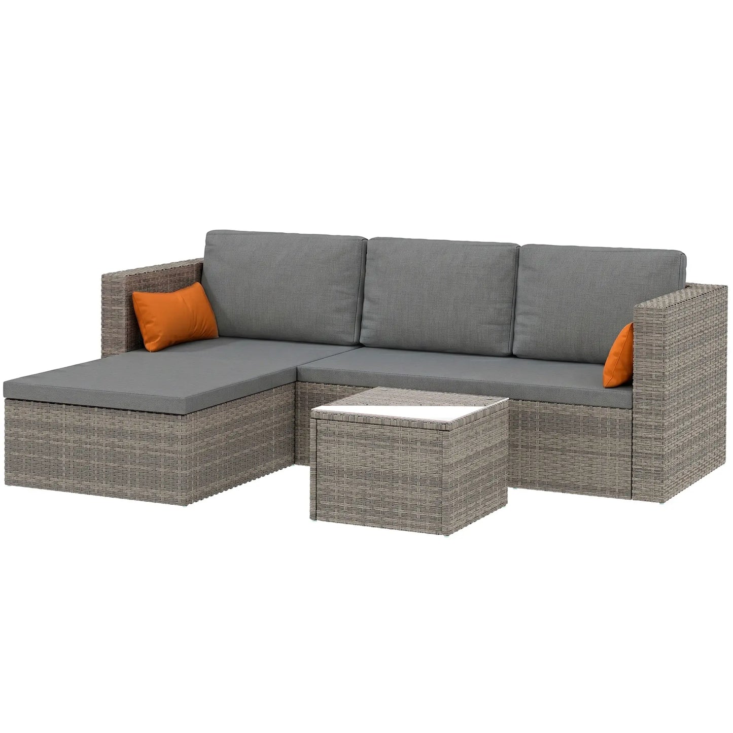 3-Piece Patio Furniture Set, Sectional Sofa, Wicker Chair, Grey Patio Furniture Sets at Gallery Canada