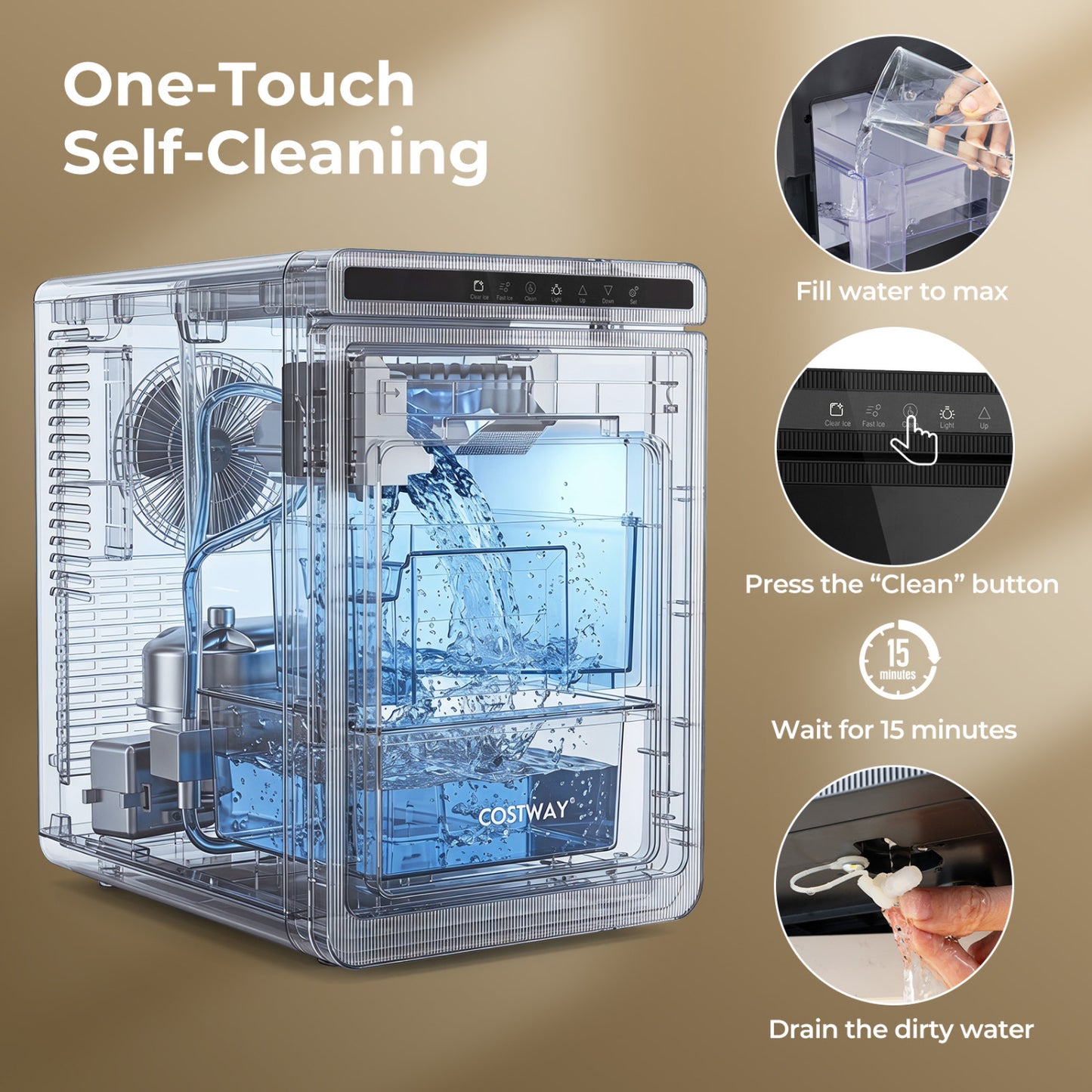 Clear Ice Cube Maker Countertop 1.6 Inches Large Square Ice Cubes, Silver Ice Makers at Gallery Canada
