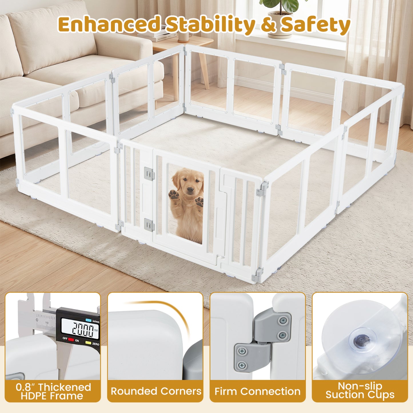Plastic Dog Playpen, 8 Panel, Secure Locking Door, Clear Pet Gate at Gallery Canada