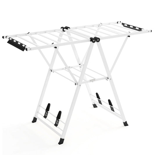 Clothes Drying Rack with Height Adjustable Wings, White Drying Racks White at Gallery Canada