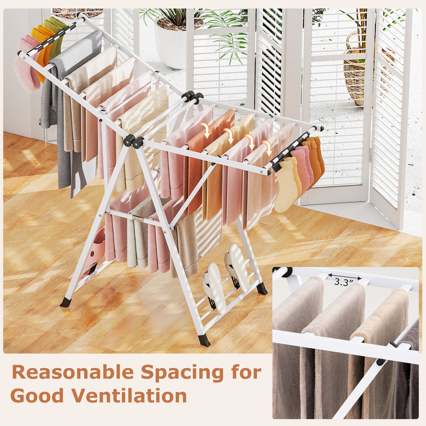Height Adjustable Clothes Drying Rack, White Drying Racks at Gallery Canada