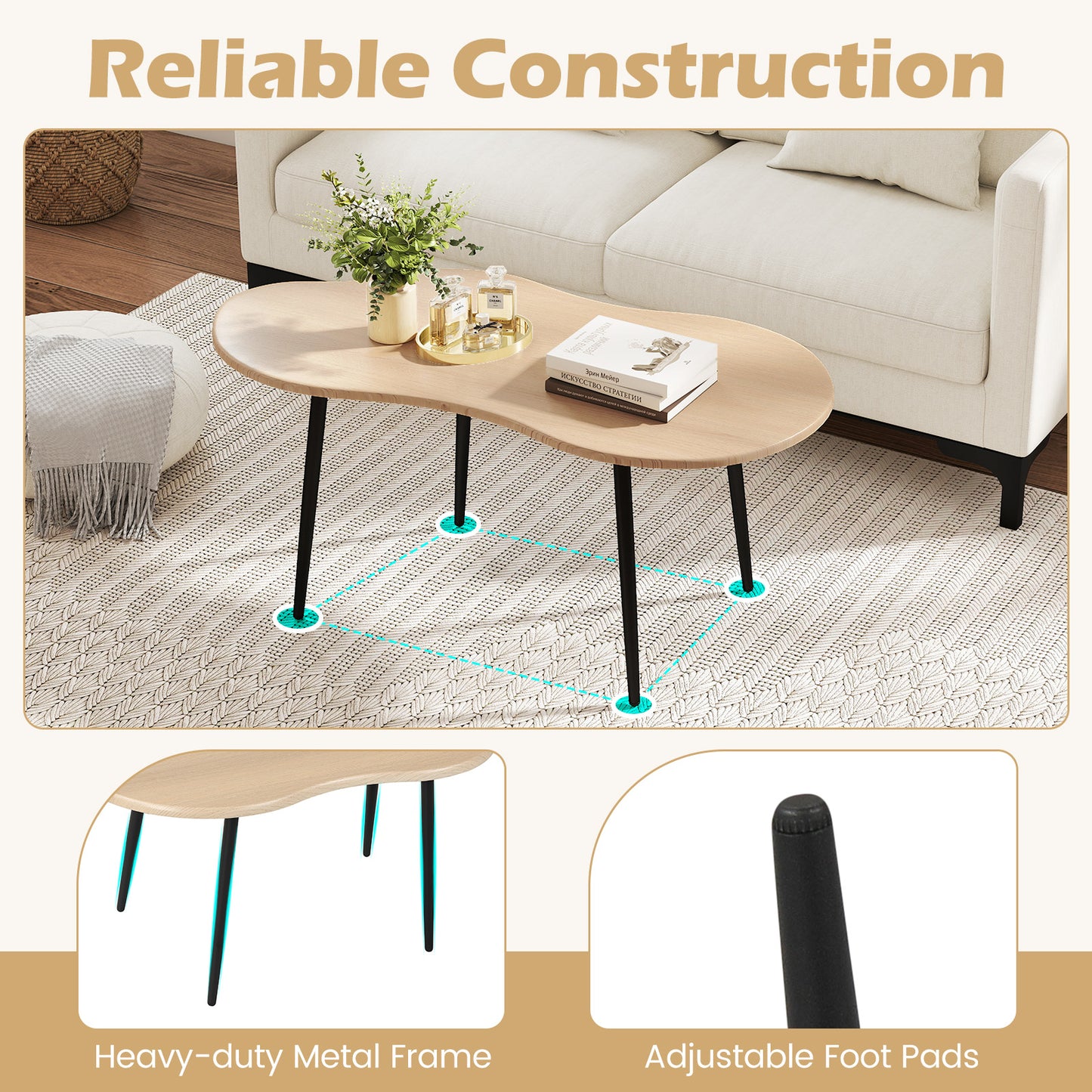 Cloud Coffee Table, Irregular Center, 39.5 In, Natural Coffee Tables at Gallery Canada
