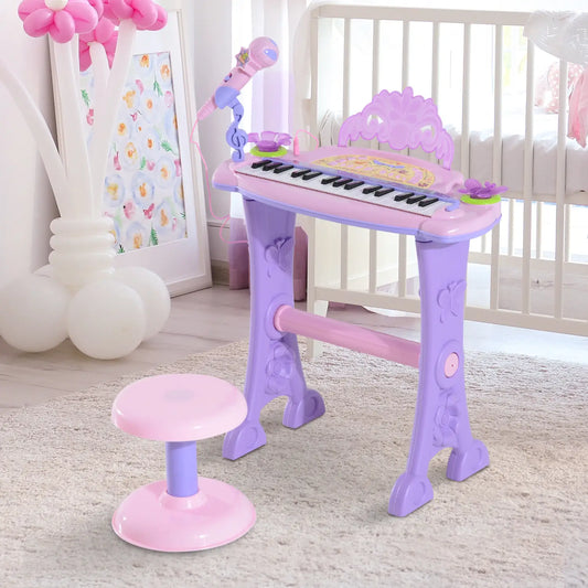 Kids Piano, 32 Keys, Electronic Keyboard with Microphone, Pink Electronic Musical Pianos Pink at Gallery Canada