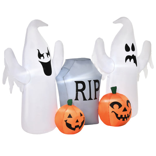 4ft Halloween Inflatable Ghosts with Tombstone and Pumpkin, LED Lighted for Home Indoor Outdoor Garden Lawn Decoration Party Prop