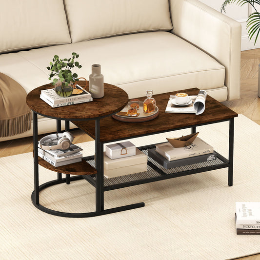 2-Tier Rectangle Coffee & End Table Coffee Tables Rustic Brown at Gallery Canada
