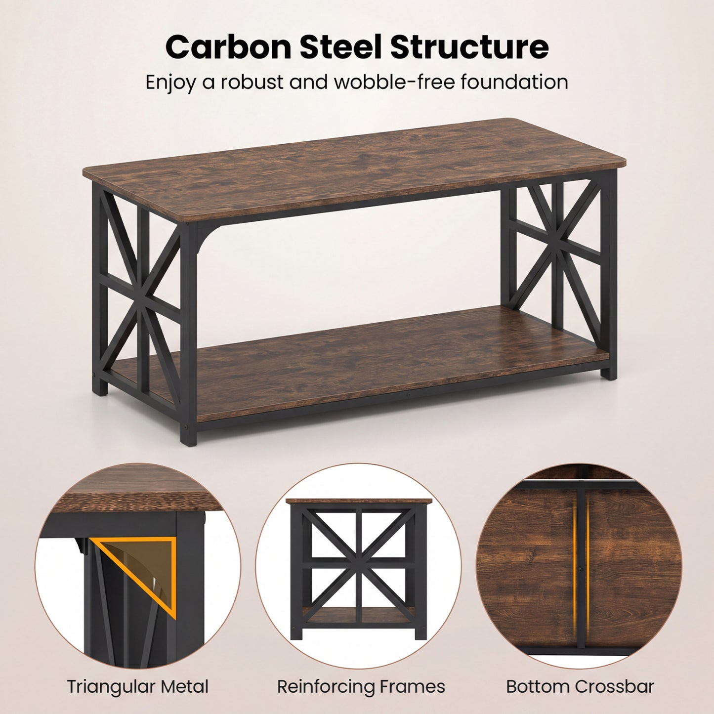 Coffee Table 2-Tier with Storage Shelf, Brown Coffee Tables at Gallery Canada