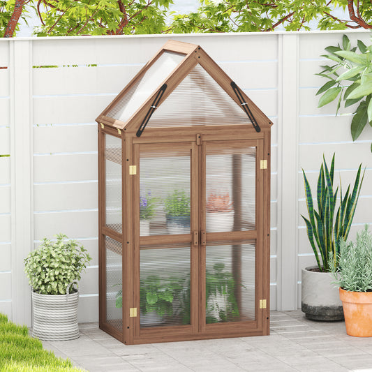 Mini Wooden Greenhouse, Cold Frame For Vegetables And Flowers, Brown Greenhouses Brown at Gallery Canada