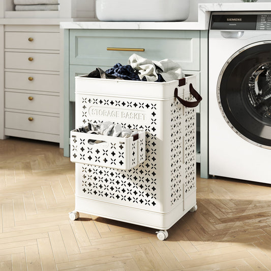 Collapsible Laundry Basket, 20 Gallon Plastic Storage Bin, White Laundry Baskets White at Gallery Canada