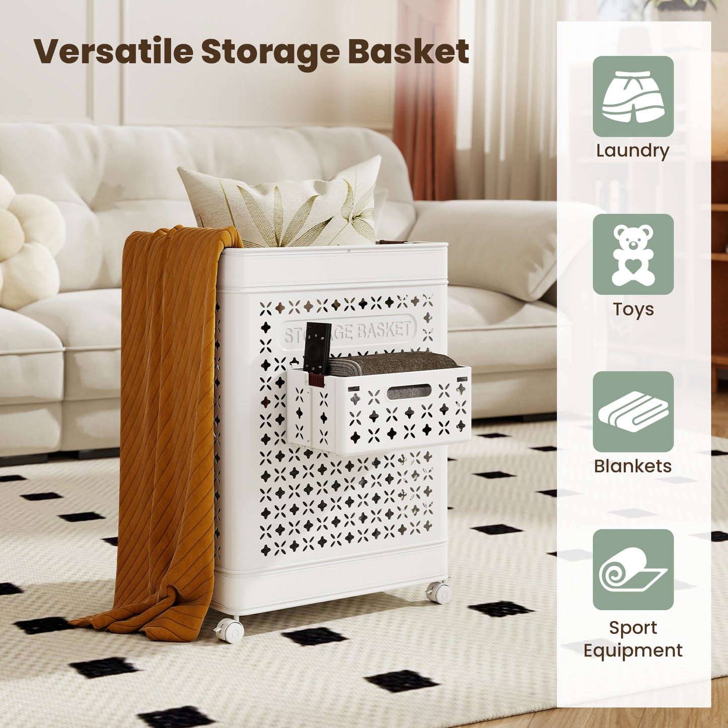 Collapsible Laundry Basket, 20 Gallon Plastic Storage Bin, White Laundry Baskets at Gallery Canada