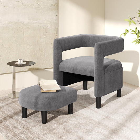 Comfy Accent Armchair With Footrest, Gray