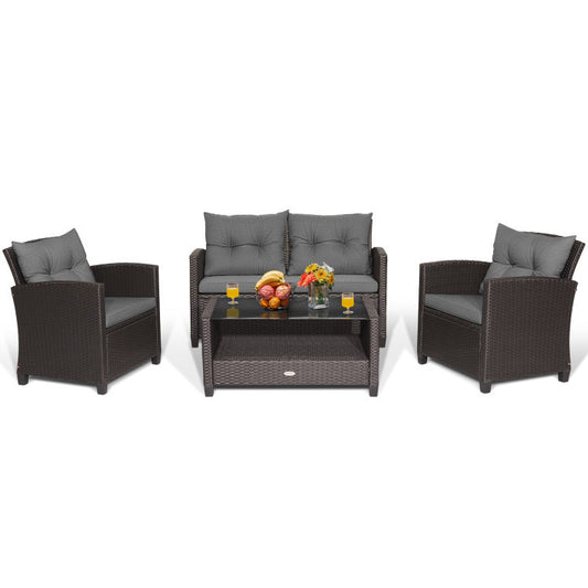 10x10 Hardtop Gazebo With 4-Piece Patio Conversation Set Outdoor & Patio Furniture Mix Brown at Gallery Canada