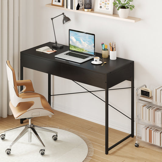Computer Desk With 2 Drawers, 44 Inch, Black Computer Desks Black at Gallery Canada