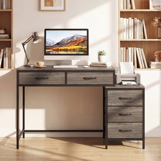 Computer Desk With 5 Drawers, Printer Stand, Oak Computer Desks Oak at Gallery Canada