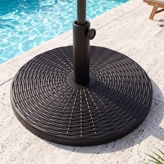 Concrete Patio Umbrella Base, Rattan Pattern, Black Outdoor Umbrella Bases Black at Gallery Canada
