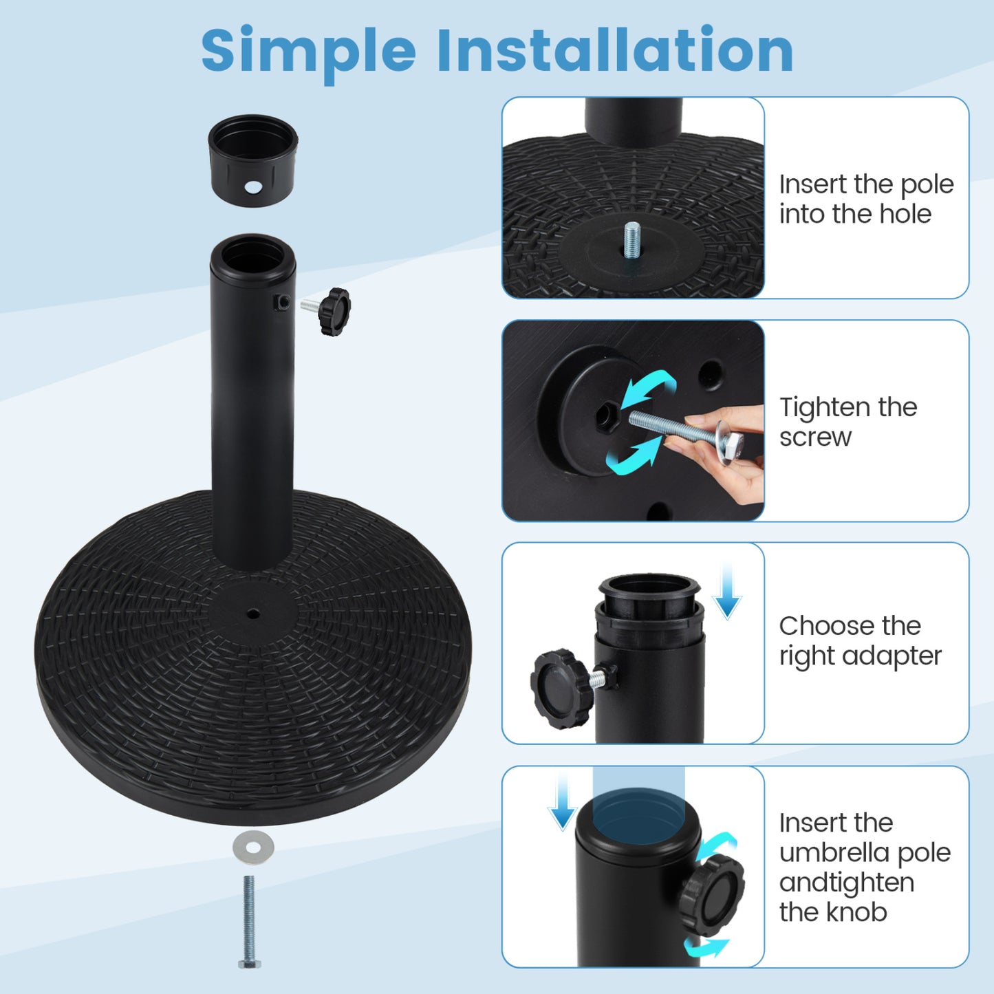 Concrete Patio Umbrella Base, Rattan Pattern, Black Outdoor Umbrella Bases at Gallery Canada