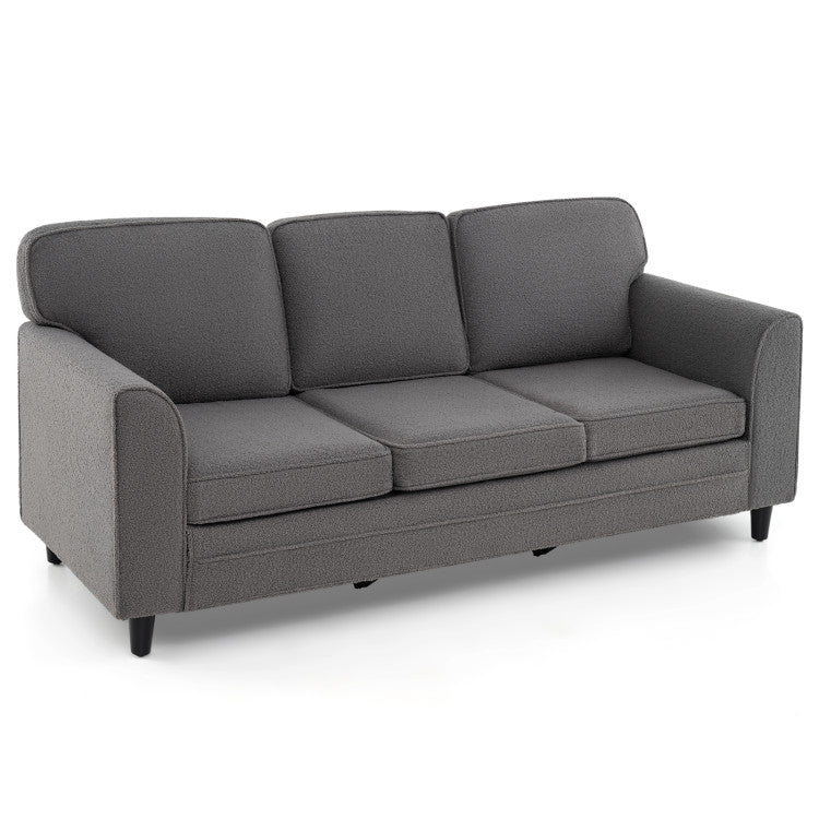 Modern 3-Seat Teddy Velvet Sofa, 47-Inch Glass Coffee Table Living Room at Gallery Canada