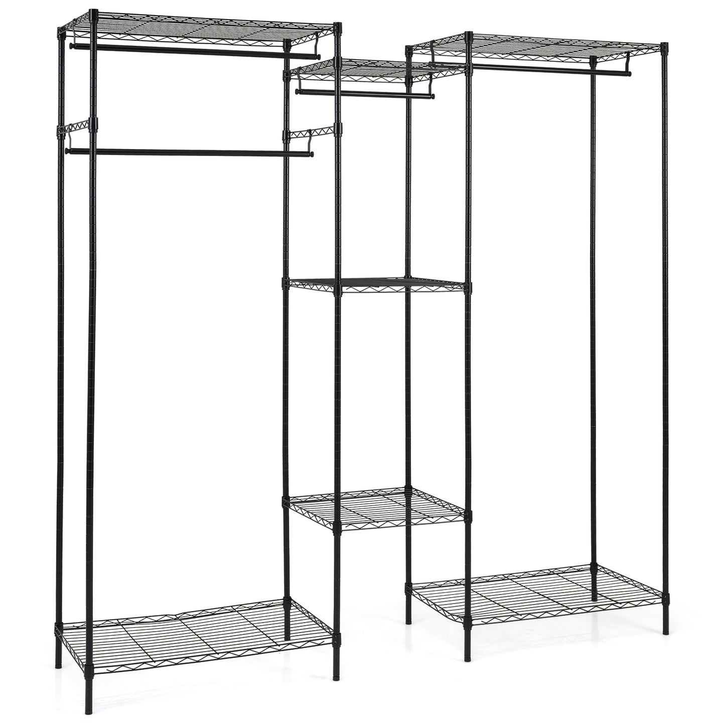 Convertible Clothes Organizer with L-shape and Horizontal Installation, Black Clothing & Closet Storage at Gallery Canada