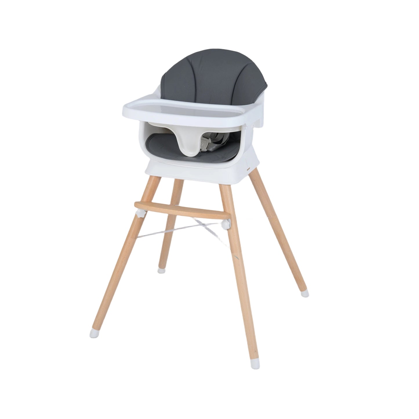 Convertible High Chair, Solid Wood, 3-Position Tray, Gray High Chairs Gray at Gallery Canada