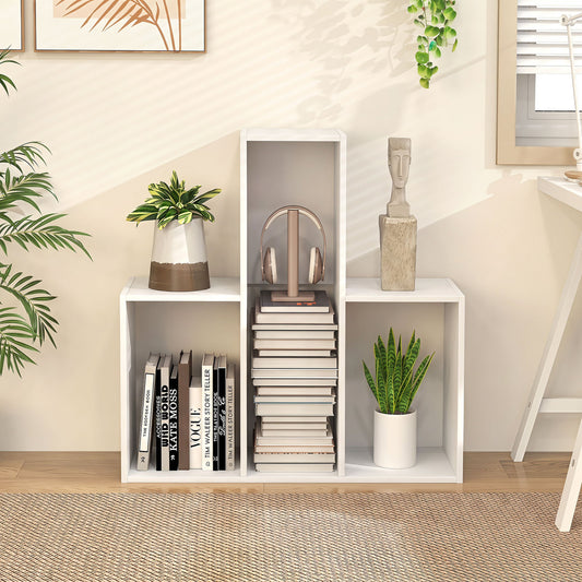 3-Tier Convex Bookshelf, Anti-Topple, White Bookcases White at Gallery Canada
