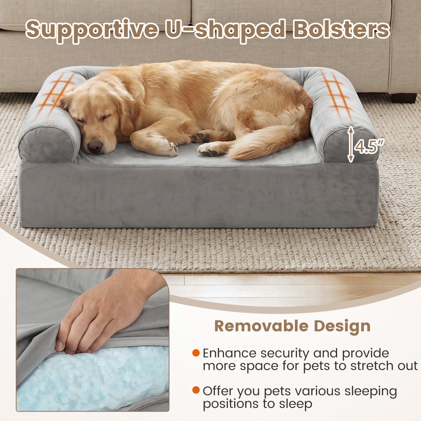 Cooling Gel Memory Foam Dog Bed, Medium, Light Gray Dog Supplies at Gallery Canada
