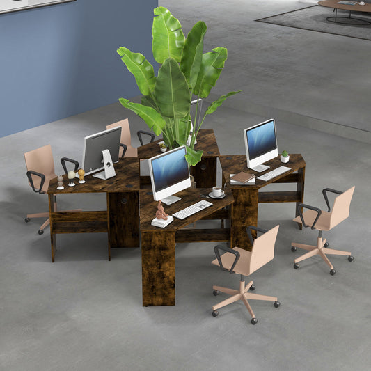 Corner Computer Desk, Triangle Writing Workstation, Storage Shelf, Brown Corner Desks Rustic Brown at Gallery Canada