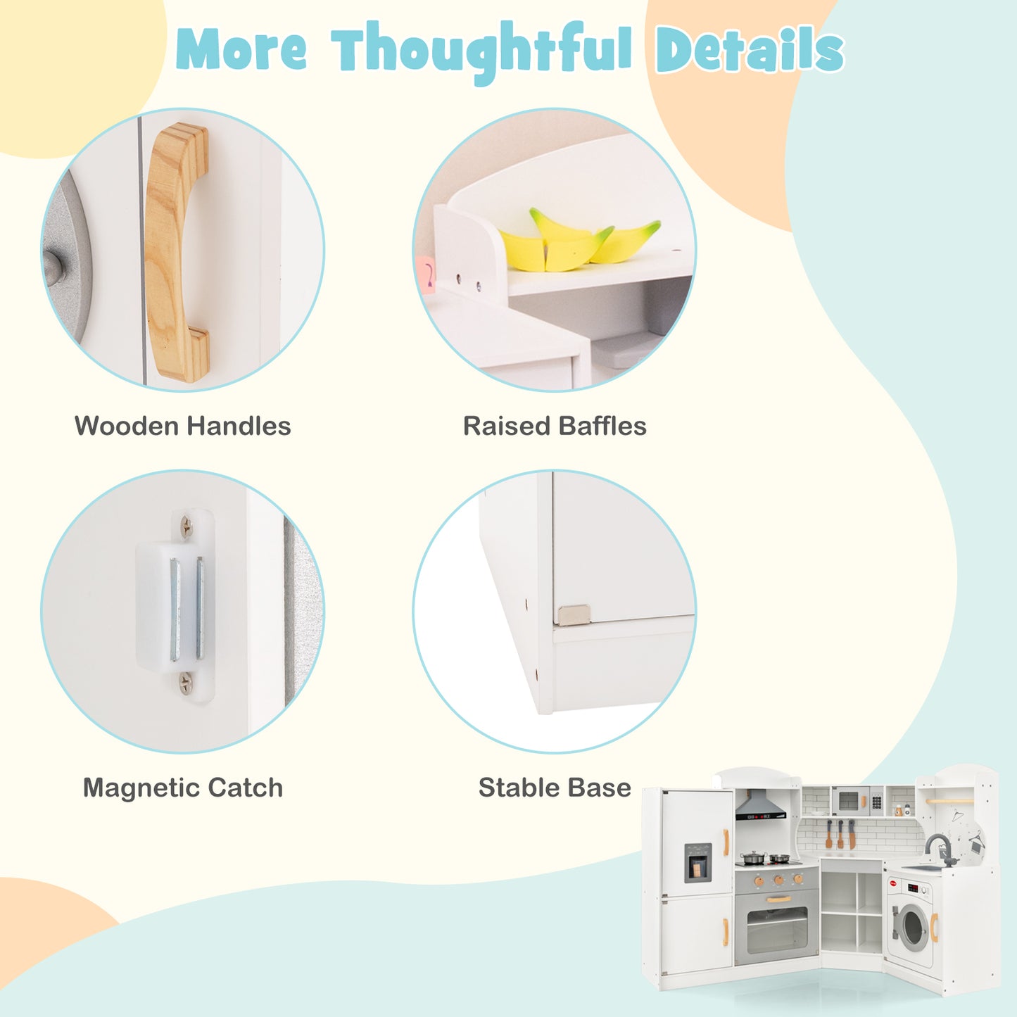 Corner Kids Play Kitchen, With Washing Machine And Ice Maker, White Play Kitchen Sets at Gallery Canada