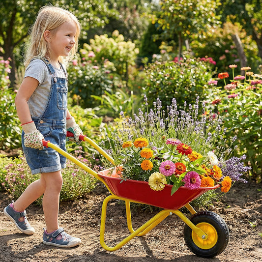 Kids Wheelbarrow With All-Terrain Wheels, Red Garden Carts Red at Gallery Canada