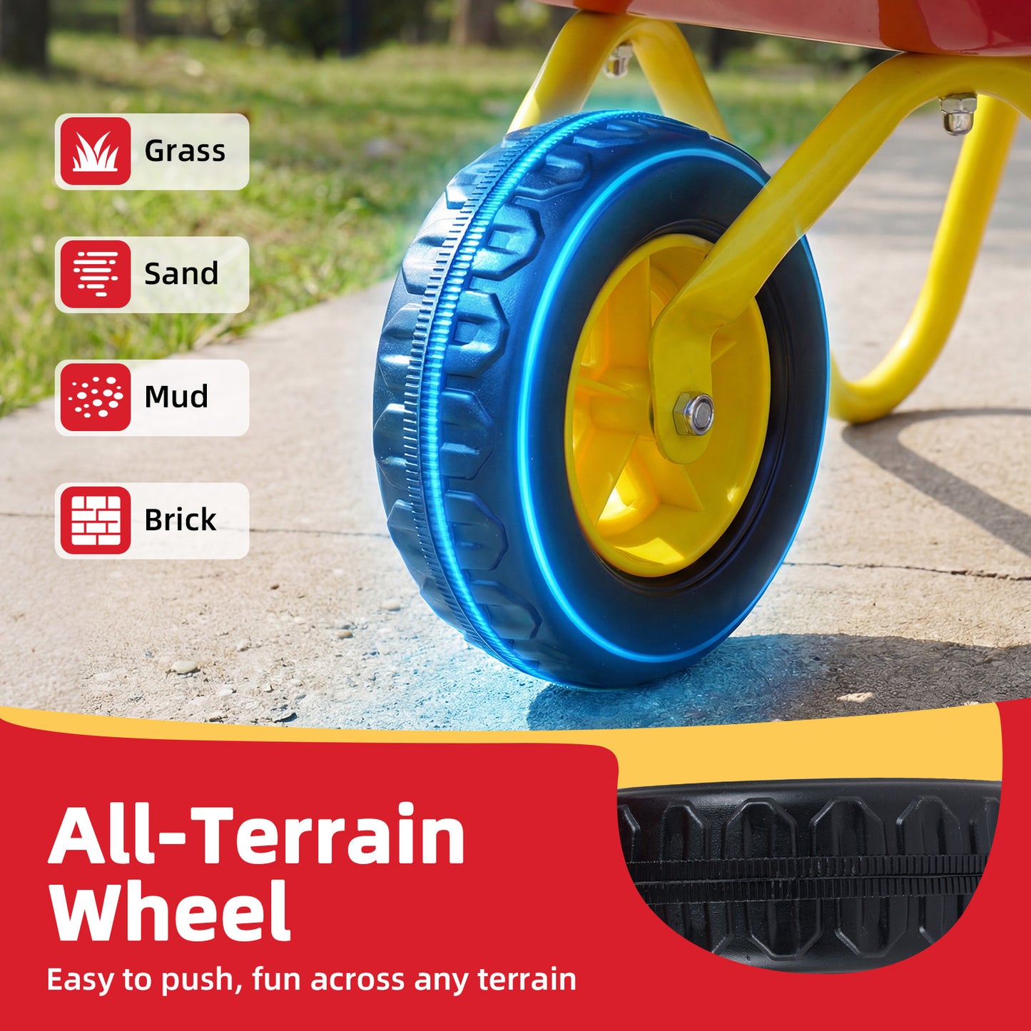 Kids Wheelbarrow With All-Terrain Wheels, Red Garden Carts at Gallery Canada