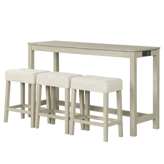 Counter Height Table with 3 Stools and 4-Piece Breakfast Nook Bar Set-GR, Gray Patio Bar Furniture Gray at Gallery Canada