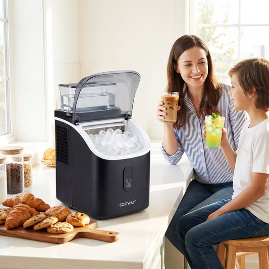 Countertop Ice Maker with External Tank and Self-Cleaning 13 Thickness Levels, Black Ice Makers Black at Gallery Canada