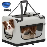 Soft-Sided Pet Carrier Bag, Portable Travel, Light Grey