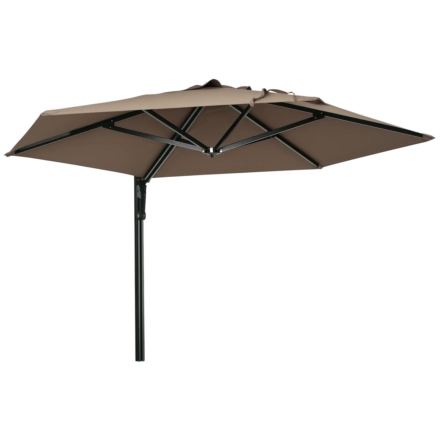 8 ft Wall Mounted Umbrella, 180° Rotatable Canopy, Khaki Sun Umbrellas at Gallery Canada