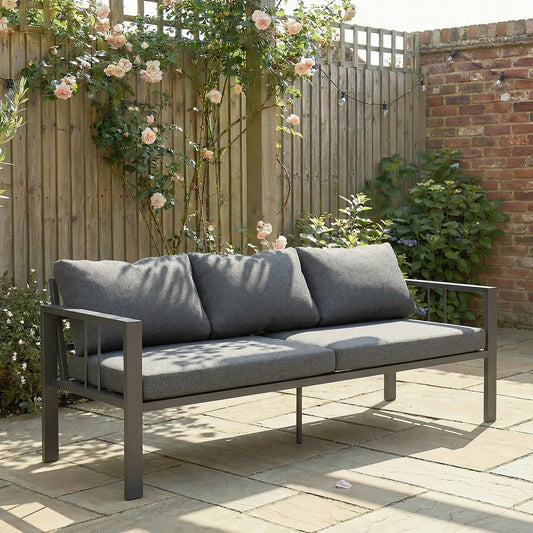 3-Seat Aluminum Outdoor Couch with Cushions, Wide Seat, Dark Grey Patio Chairs Dark Grey at Gallery Canada