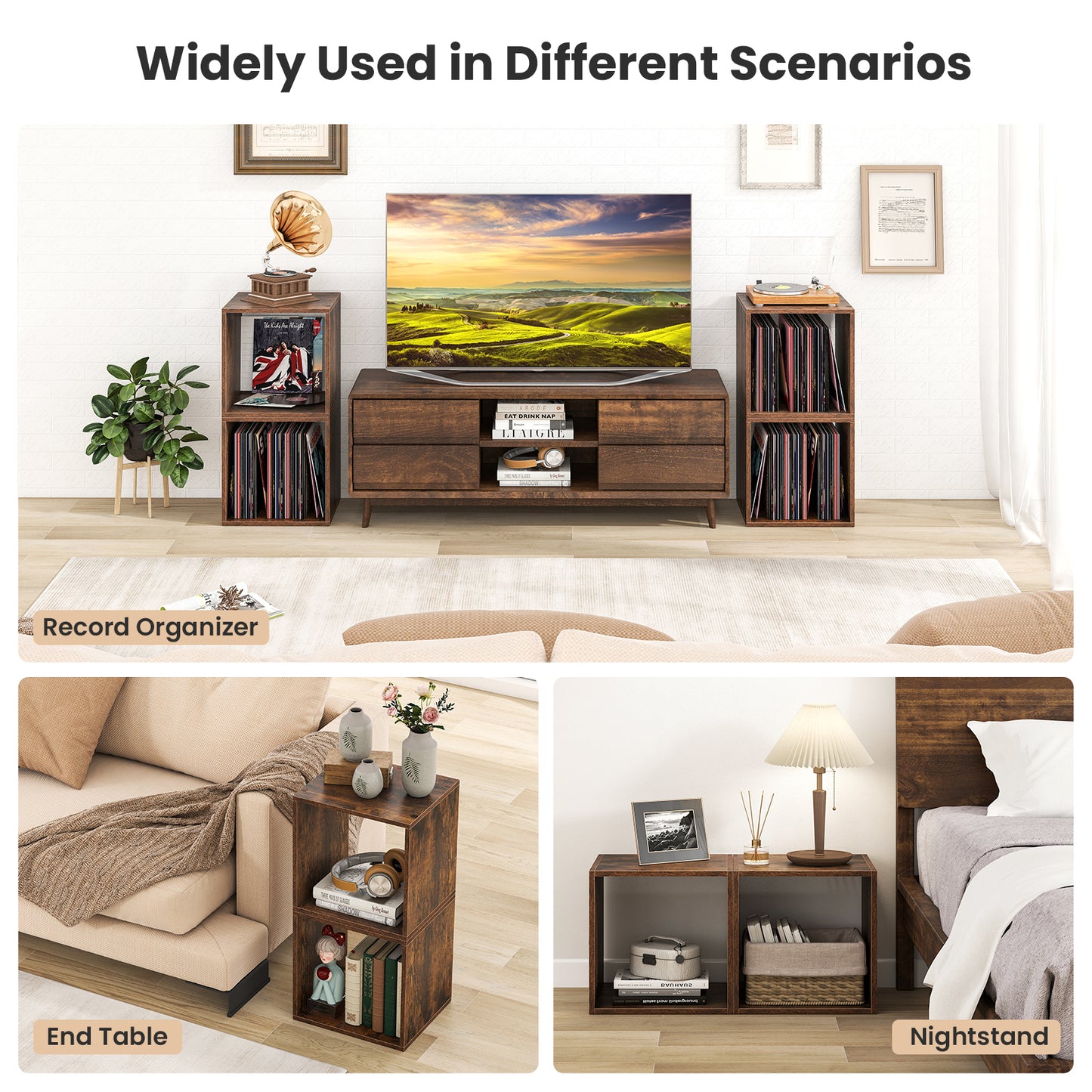 Cube Storage Organizer Set of 2, Rustic Brown Bookcases at Gallery Canada