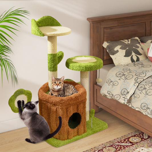 Cute Cat Tree Indoor Pet Jungle Activity Center, Green