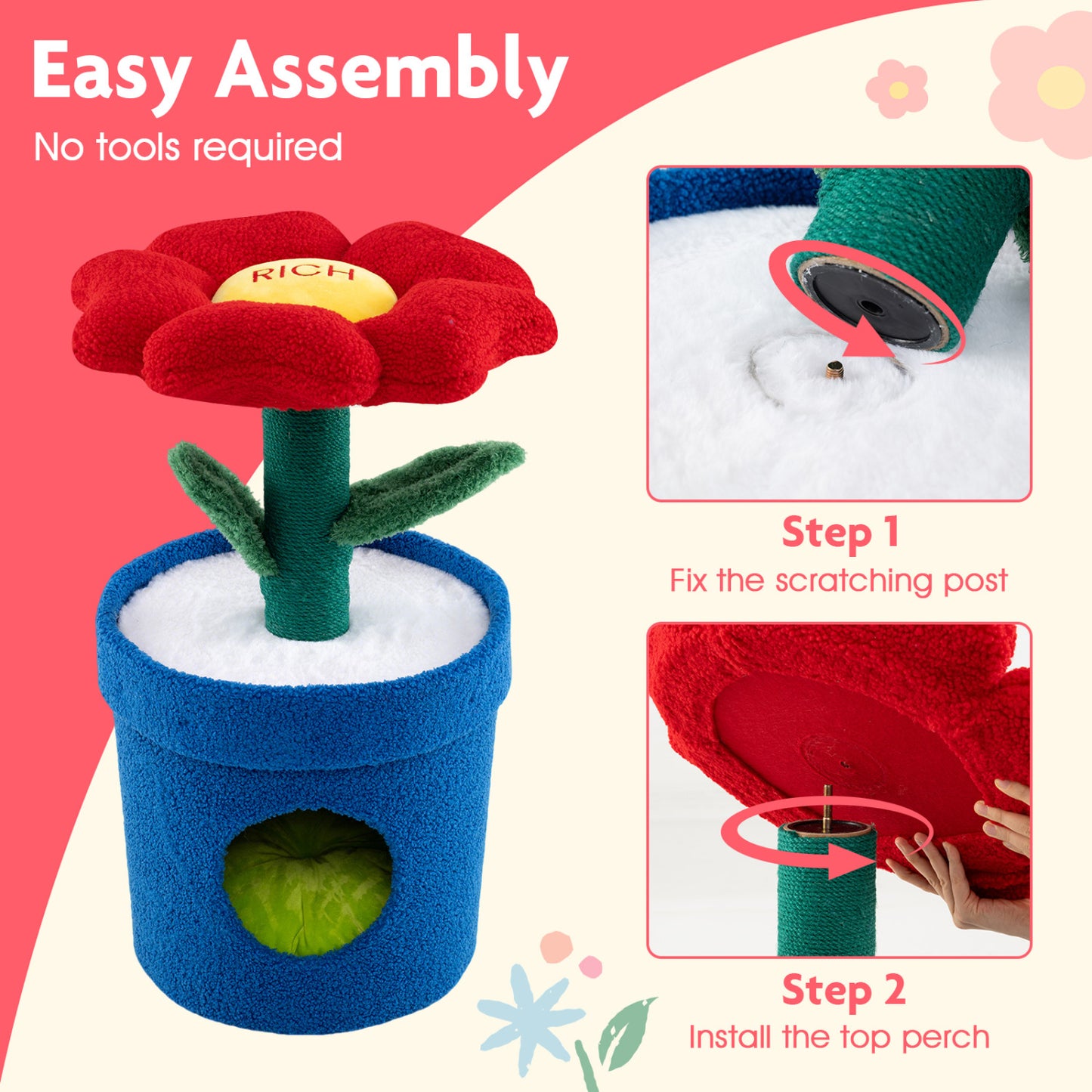 Cute Cat Tree With Flower Perch For Indoor Cats, Red Cat Trees Condos & Scratchers at Gallery Canada