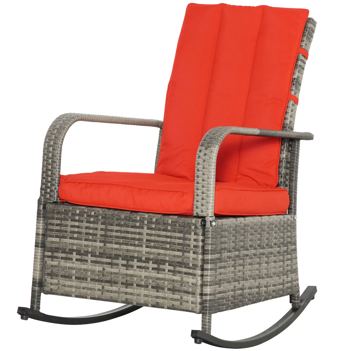 Outdoor Wicker Rocking Chair With Cushion, Red Outdoor Rocking Chairs at Gallery Canada