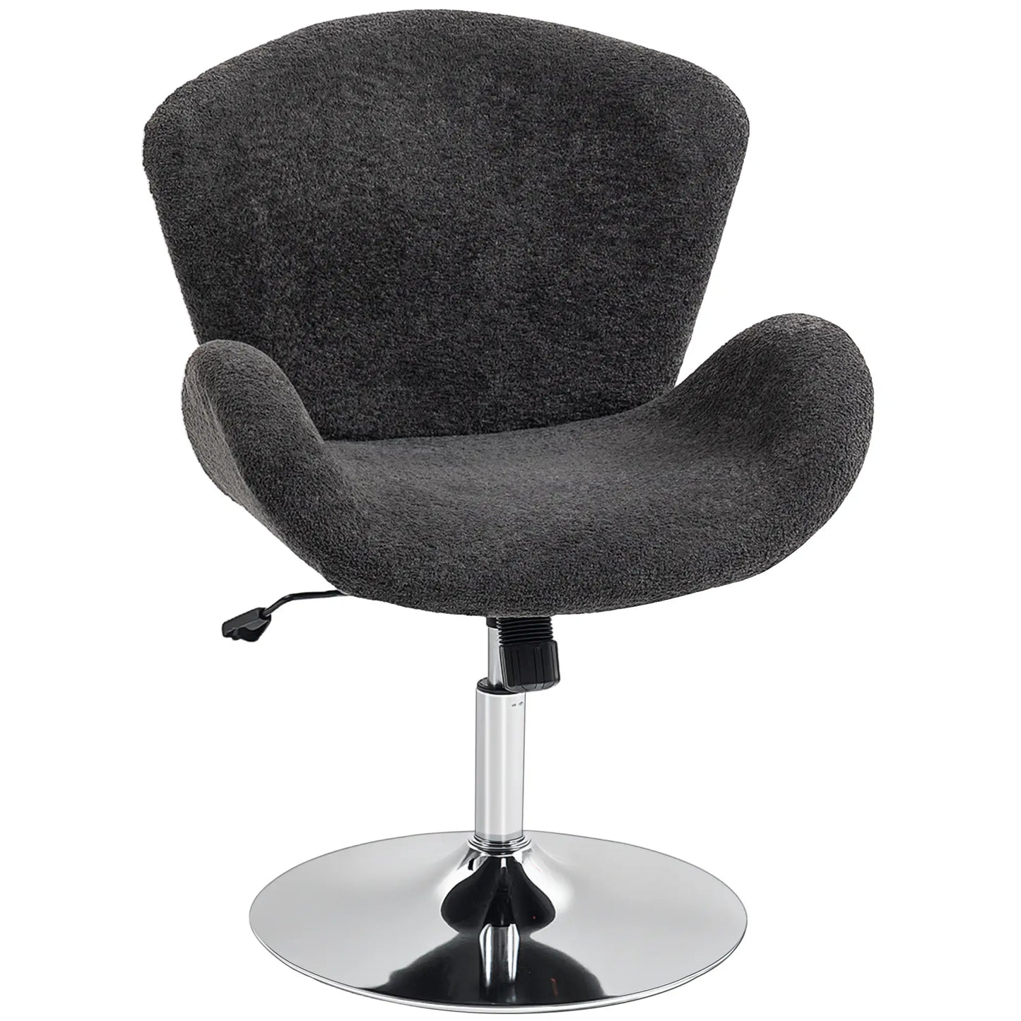Velvet Swivel Office Chair, Wide Bucket Seat, Butterfly Back, Dark Grey Task Chairs at Gallery Canada