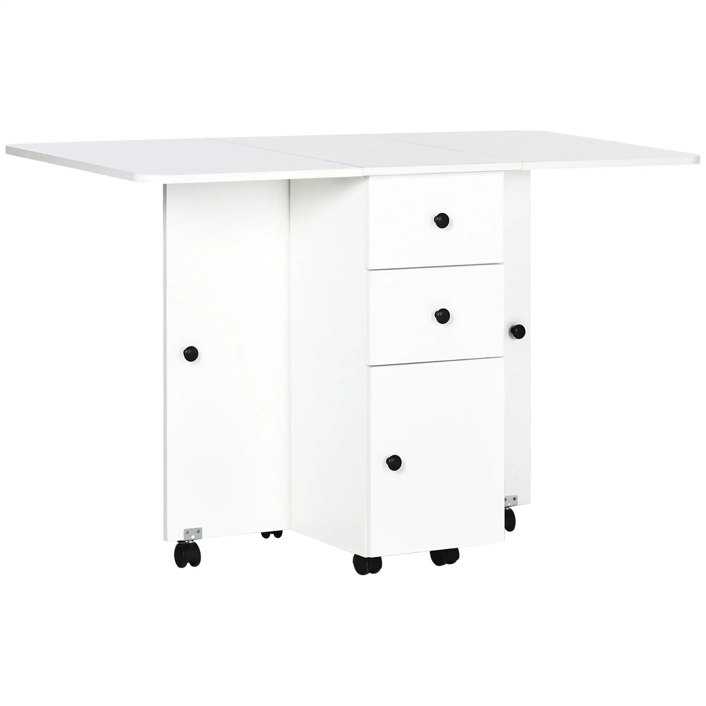Foldable Dining Table, Rolling Kitchen Table with Storage, White Bar Tables & Dining Tables at Gallery Canada