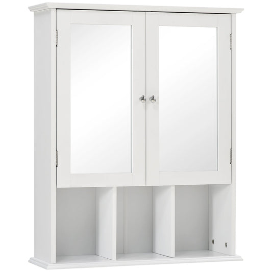 Wall-Mounted Medicine Cabinet, Bathroom Mirror Cabinet with Double Doors and Storage Shelves, White - Gallery Canada